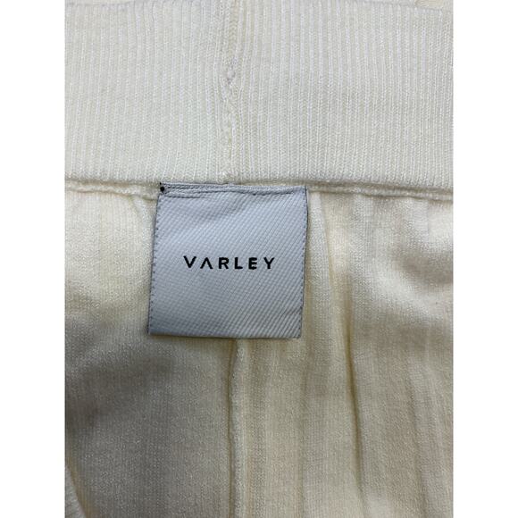 Varley 'Simeon' White Viscose Wide Rib Knit Trouser Size M - Picture 4 of 5